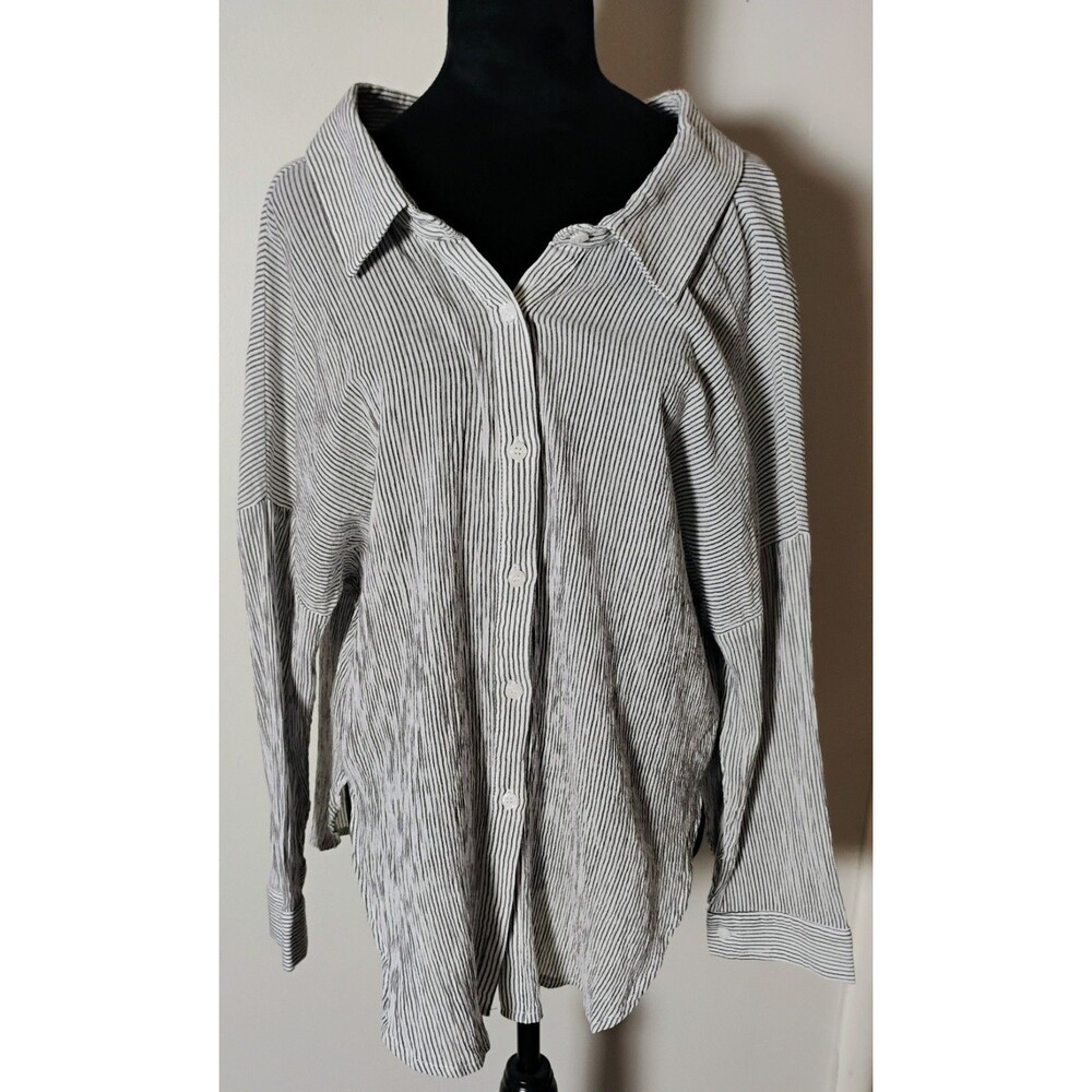 Sage The Label Women's Size M Pinstripe‎ Off-Shoulder Blouse Shrug Top